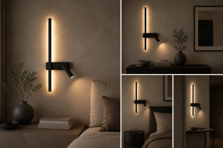 Kinkiet LED Velora Left Black 50 cm z lampką do czytania