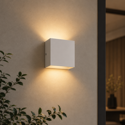 Kinkiet ścienny oświetlenie LED Cubox 10 × 10 cm biały