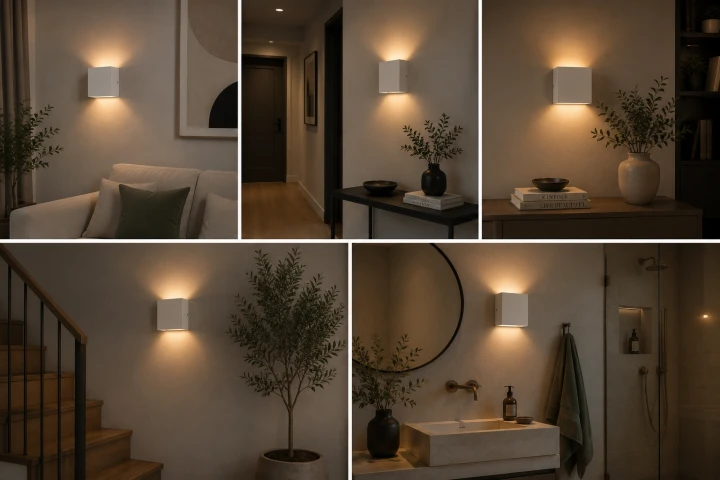 Kinkiet ścienny oświetlenie LED Cubox 10 × 10 cm biały