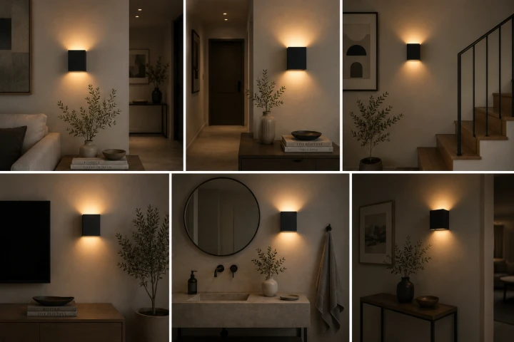 Kinkiet ścienny oświetlenie LED Cubox 10 × 10 cm czarny