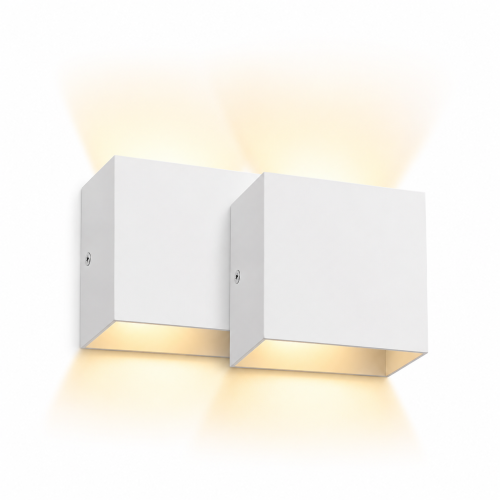 Zestaw kinkietów ściennych oświetlenie LED Cubox 10 × 10 cm biały