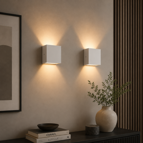 Zestaw kinkietów ściennych oświetlenie LED Cubox 10 × 10 cm biały