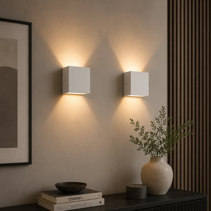 Zestaw kinkietów ściennych oświetlenie LED Cubox 10 × 10 cm biały