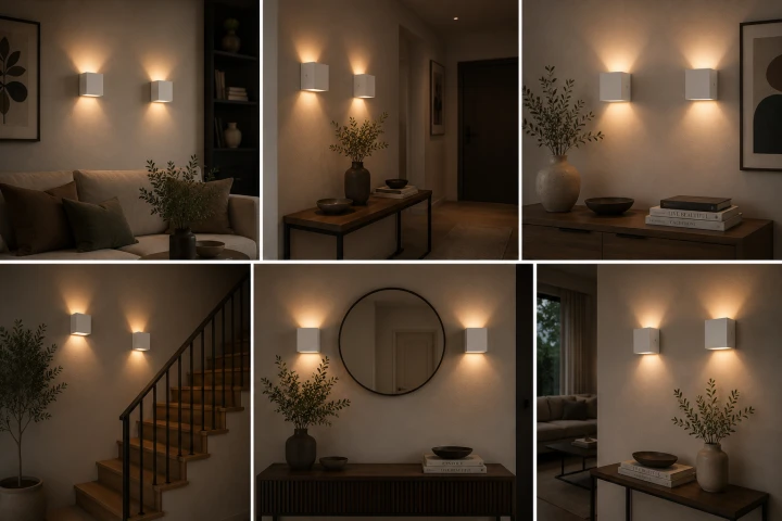 Zestaw kinkietów ściennych oświetlenie LED Cubox 10 × 10 cm biały
