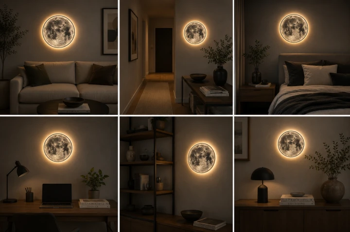 Lampa ścienna LED Moonlux Księżyc 3D 40 cm
