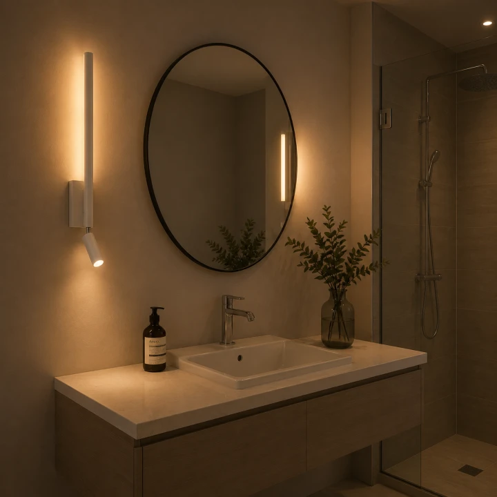 Kinkiet LED do Czytania Biały Linea Focus Nowoczesna Lampa Ścienna 2w1 Nocna 43 CM