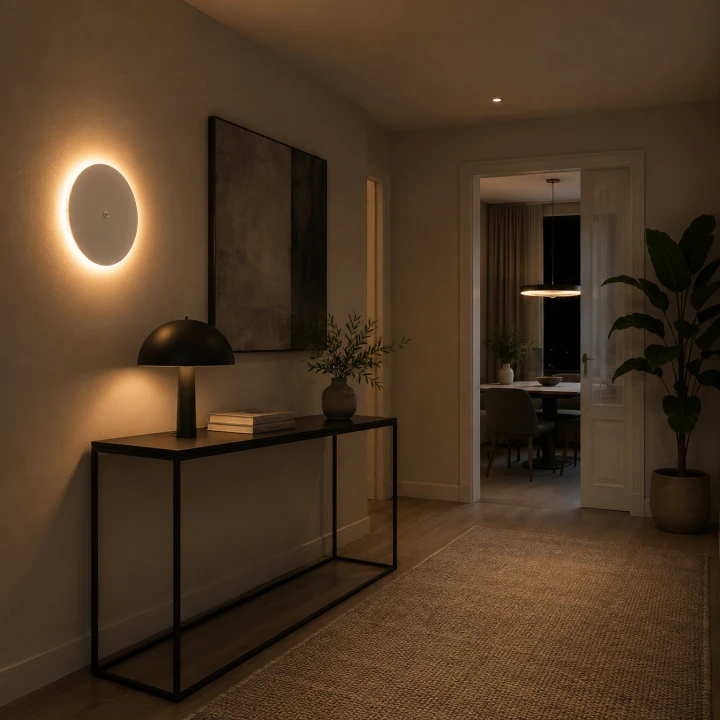 Kinkiet LED z Czujnikiem Ruchu Eclipse Sensor Okrągła Lampa Ścienna z Efektem Łuny