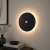 Kinkiet LED z Czujnikiem Ruchu Czarny Eclipse Sensor Okrągła Lampa Ścienna Loft z Efektem Łuny