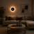 Kinkiet LED z Czujnikiem Ruchu Czarny Eclipse Sensor Okrągła Lampa Ścienna Loft z Efektem Łuny