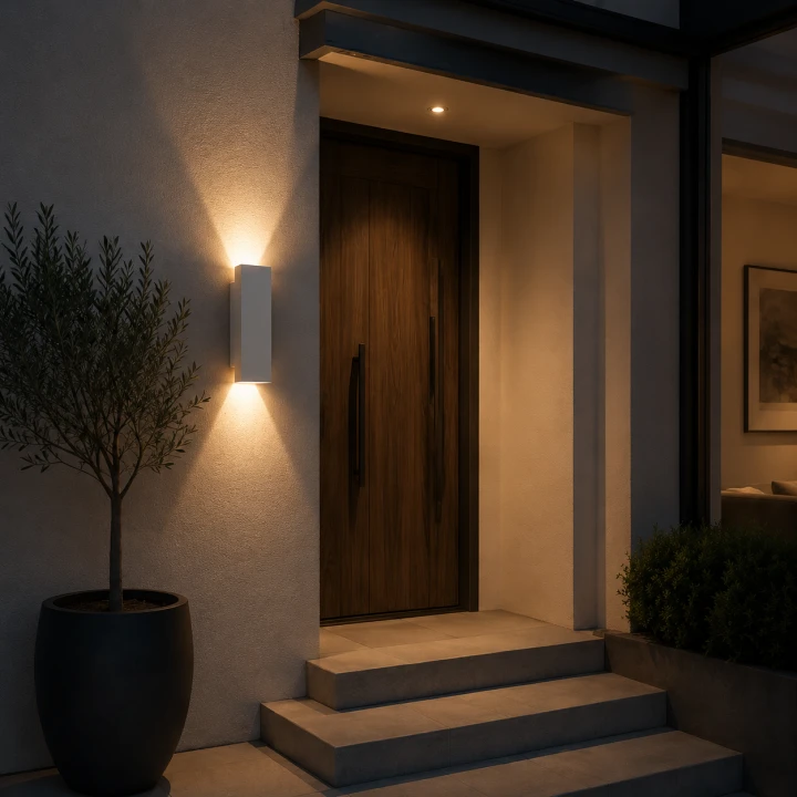 Kinkiet LED Biały Góra-Dół Prostokątna Lampa Ścienna Architektoniczna
