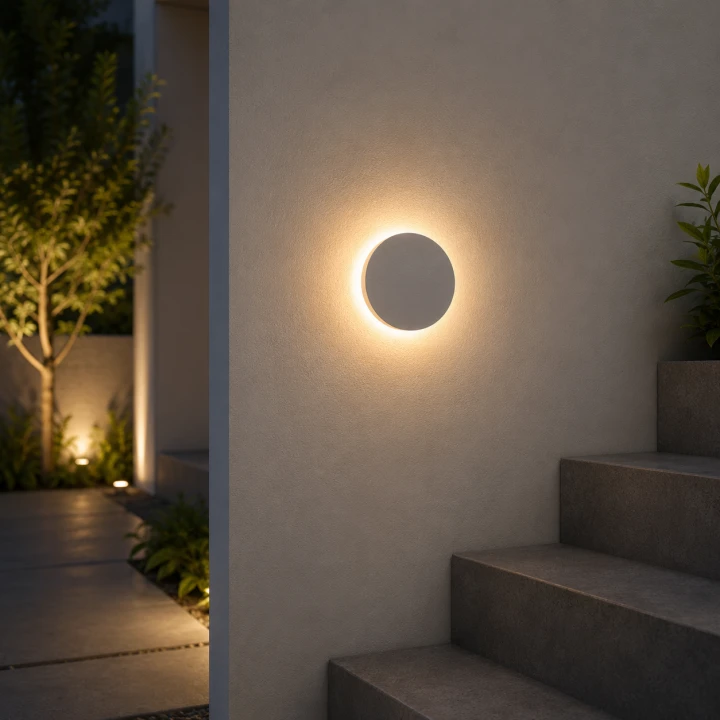 Kinkiet Elewacyjny LED z Czujnikiem Ruchu Aqua Eclipse Wodoodporna Lampa IP65 Biała z Efektem Halo