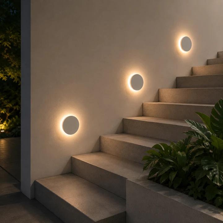 Kinkiet Elewacyjny LED z Czujnikiem Ruchu Aqua Eclipse Wodoodporna Lampa IP65 Biała z Efektem Halo
