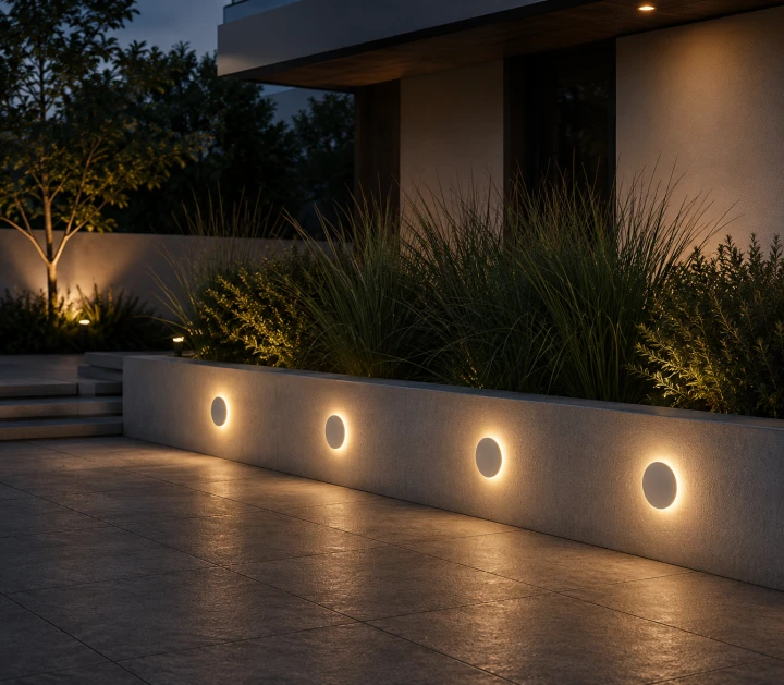 Kinkiet Elewacyjny LED z Czujnikiem Ruchu Aqua Eclipse Wodoodporna Lampa IP65 Biała z Efektem Halo