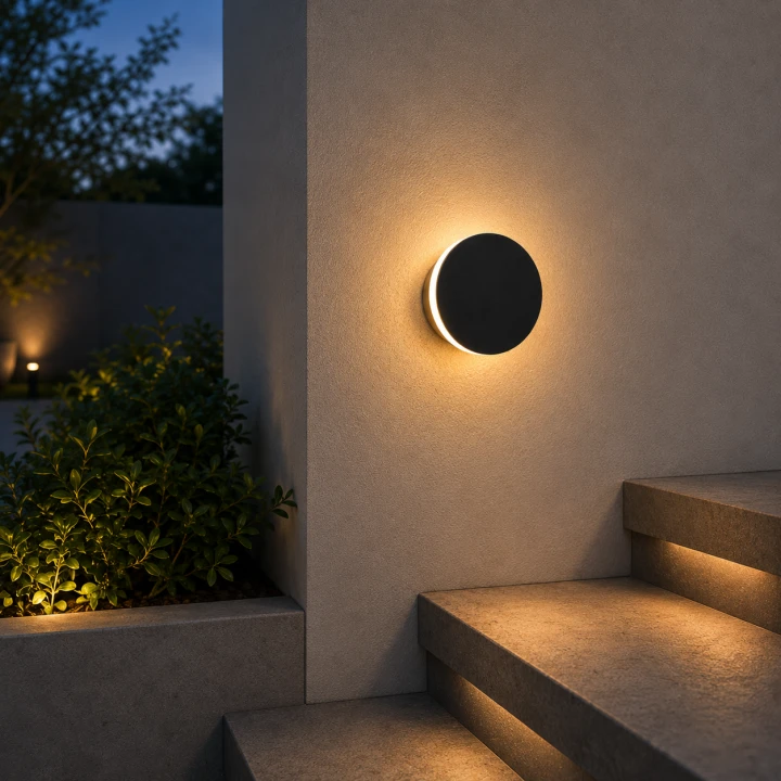Kinkiet Elewacyjny LED z Czujnikiem Ruchu Aqua Eclipse Wodoodporna Lampa IP65 Czarny z Efektem Halo
