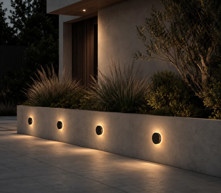 Kinkiet Elewacyjny LED z Czujnikiem Ruchu Aqua Eclipse Wodoodporna Lampa IP65 Czarny z Efektem Halo