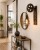 Kinkiet Loft Industrialny Pulley Wheel Lampa Ścienna z Kołem Pasowym i Koszykiem Retro