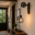 Kinkiet Loft Industrialny Czarny Pulley Black Lampa Ścienna z Kołem Pasowym i Koszykiem Retro