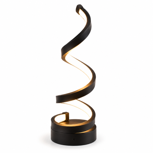 Designerska Lampa Stołowa LED Czarna Twist Glow Lampka Nocna Spiralna Wstęga