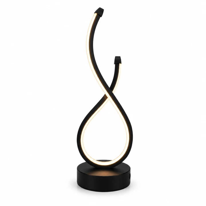 Designerska Lampa Stołowa LED Czarna Infinity Glow Lampka Nocna Nieskończoność