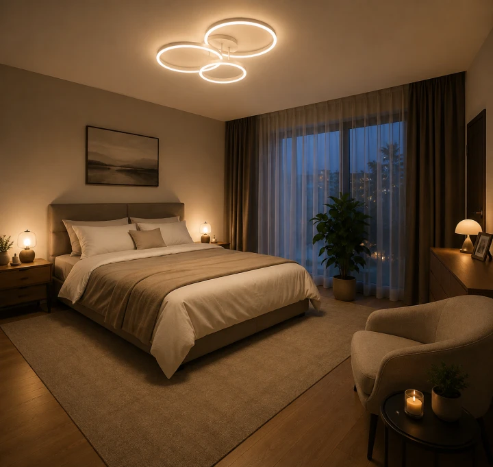 Lampa Sufitowa LED Biały Trio Ring 76W Nowoczesny Żyrandol 3 Okręgi na Pilot