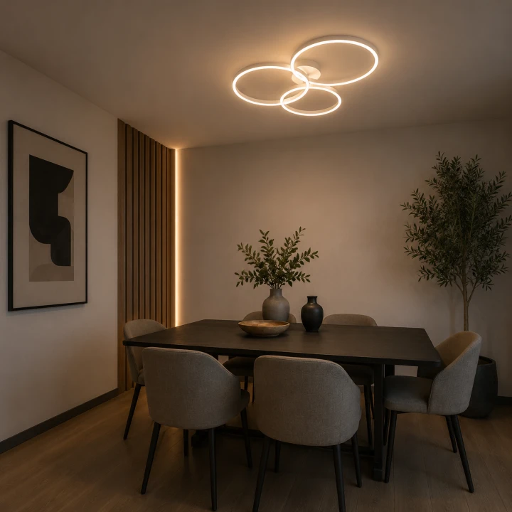 Lampa Sufitowa LED Biały Trio Ring 76W Nowoczesny Żyrandol 3 Okręgi na Pilot