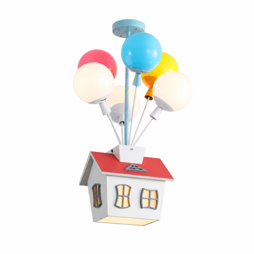 Lampa Dziecięca LED Up House 3D 70W Żyrandol Wiszący Bajkowy Odlot na Balonach + Pilot