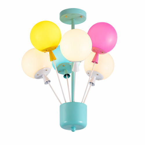 Lampa Dziecięca LED Sky Balloons 3D Żyrandol Bukiet Kolorowych Balonów Szklane Kule