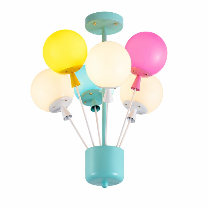 Lampa Dziecięca LED Sky Balloons 3D Żyrandol Bukiet Kolorowych Balonów Szklane Kule