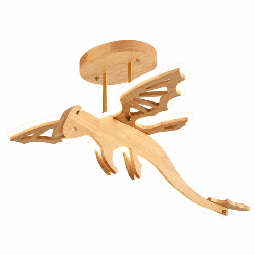 Lampa Dziecięca LED Draco Wood 3D 70cm Drewniany Smok Sufitowy
