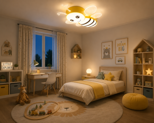 Lampa Dziecięca LED Honey Bee 3D 36W Plafon Sufitowy Wesoła Pszczółka