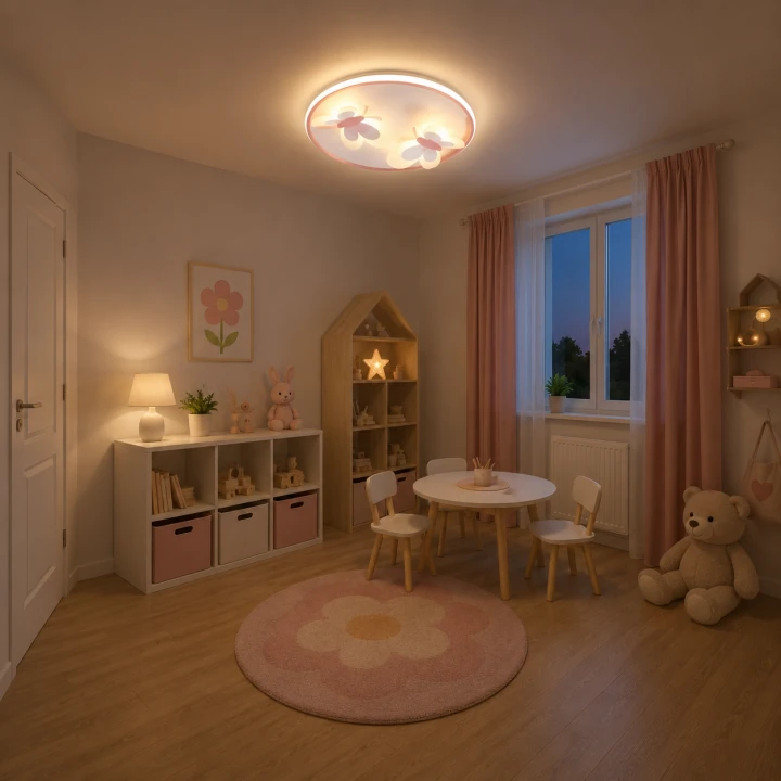 Lampa Dziecięca LED Happy Cloud 3D 32W Plafon Uśmiechnięta Chmurka Pudrowy Róż