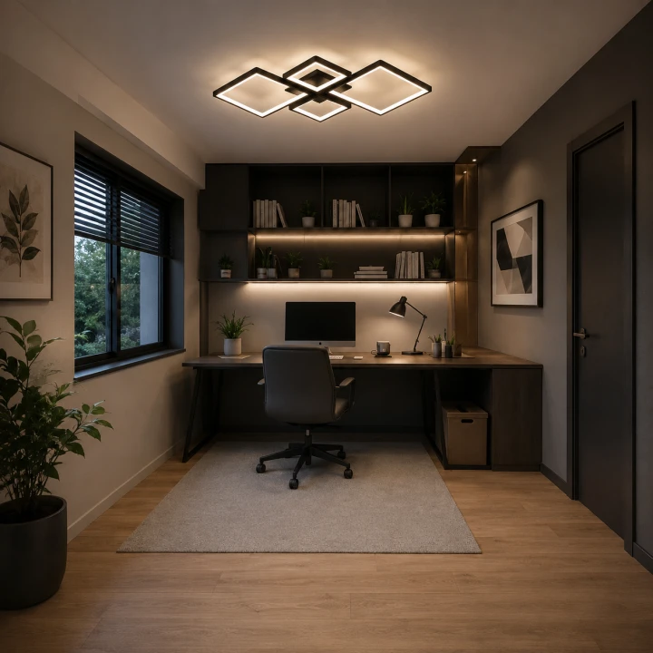 Lampa Sufitowa LED Czarna Quadro Quad 72W Nowoczesny Żyrandol 4 Kwadraty + Pilot