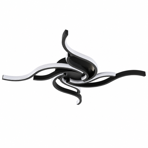 Lampa Sufitowa LED Czarna Wave Black 56W Ekskluzywny Żyrandol Fale Glamour 65cm + Pilot i Aplikacja