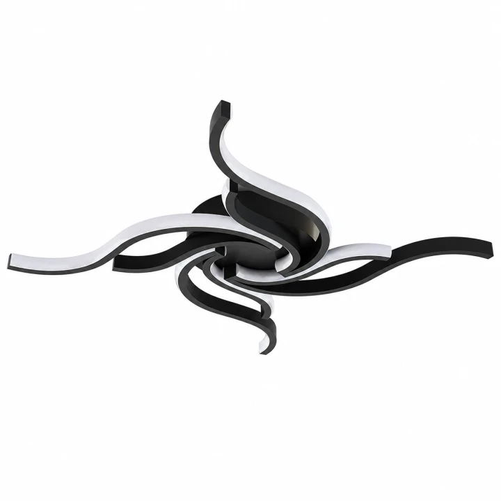 Lampa Sufitowa LED Czarna Wave Black 56W Ekskluzywny Żyrandol Fale Glamour 65cm + Pilot i Aplikacja