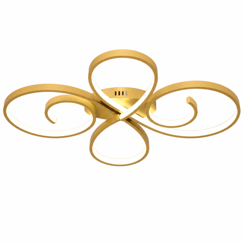Lampa Sufitowa LED Złota Clover Gold 55W Ekskluzywny Żyrandol Pętle Glamour 70cm Pilot + Aplikacja