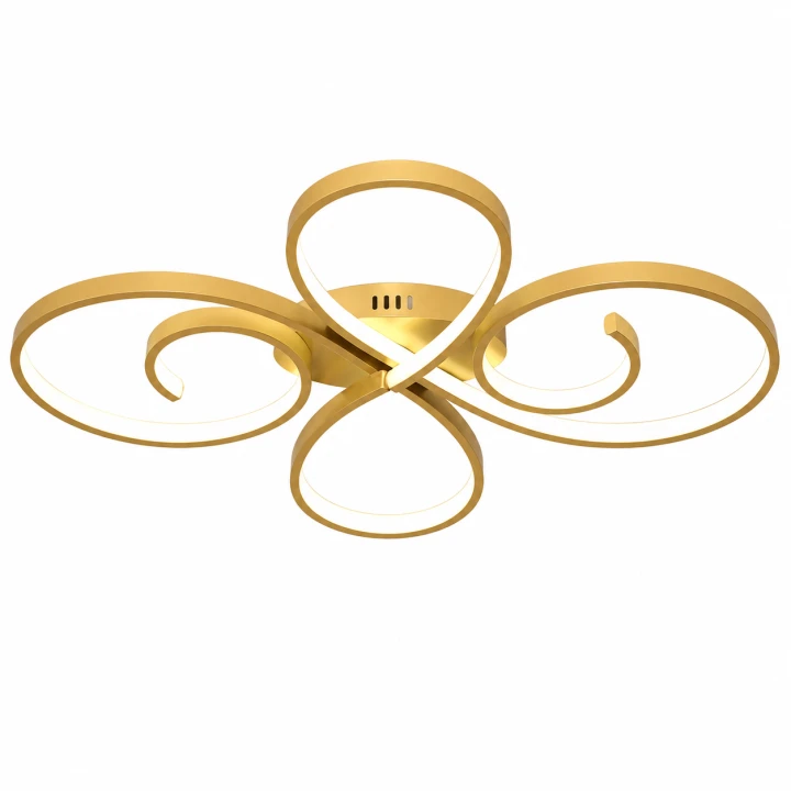 Lampa Sufitowa LED Złota Clover Gold 55W Ekskluzywny Żyrandol Pętle Glamour 70cm Pilot + Aplikacja