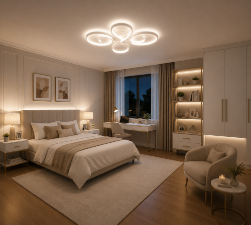 Lampa Sufitowa LED Biała Clover White 55W Ekskluzywny Żyrandol Pętle Glamour 70cm Pilot + Aplikacja