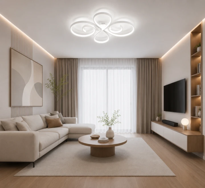 Lampa Sufitowa LED Biała Clover White 55W Ekskluzywny Żyrandol Pętle Glamour 70cm Pilot + Aplikacja