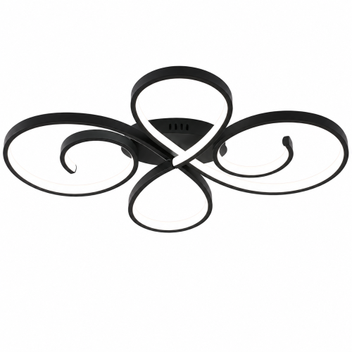 Lampa Sufitowa LED Czarna Clover Black 55W Ekskluzywny Żyrandol Pętle Glamour 70cm Pilot + Aplikac