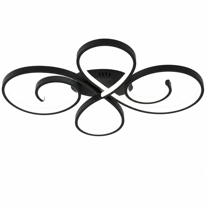 Lampa Sufitowa LED Czarna Clover Black 55W Ekskluzywny Żyrandol Pętle Glamour 70cm Pilot + Aplikac