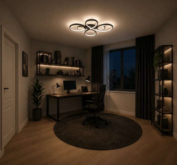 Lampa Sufitowa LED Czarna Clover Black 55W Ekskluzywny Żyrandol Pętle Glamour 70cm Pilot + Aplikac