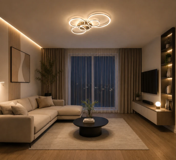 Lampa Sufitowa LED Czarna Ring Matrix 137W Duży Żyrandol Okręgi 110cm Pilot + Aplikacja
