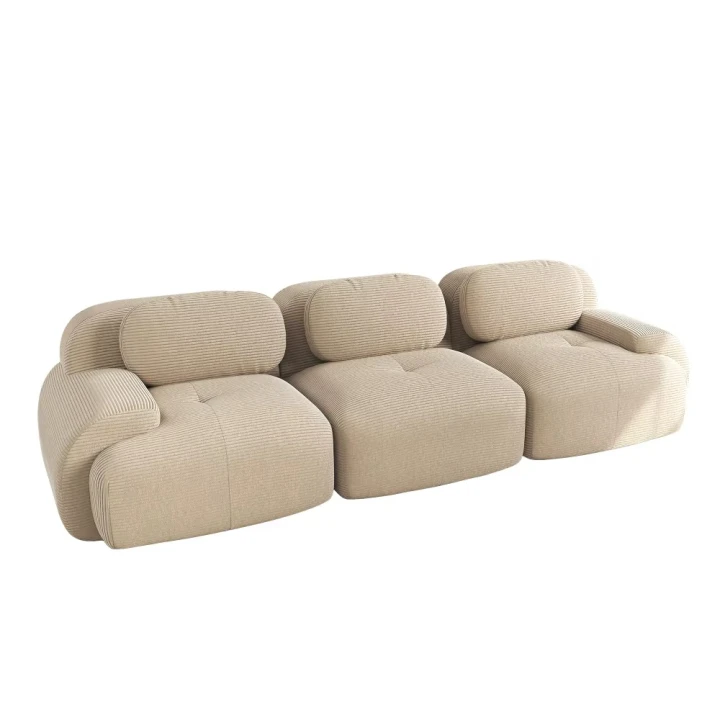 Sofa 3-osobowa modułowa Cordsamt 298 cm  miękka tapicerka, szerokie siedzisko