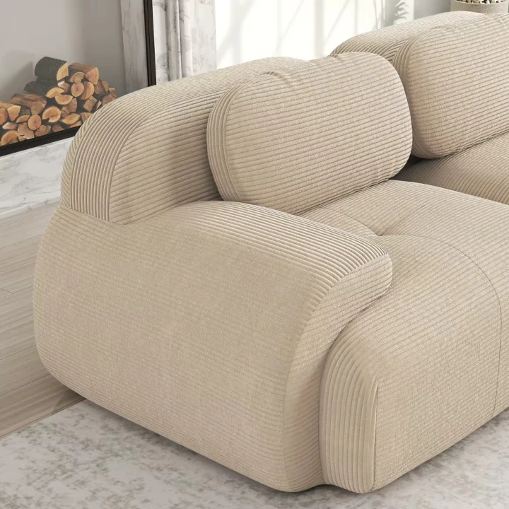 Sofa 3-osobowa modułowa Cordsamt 298 cm  miękka tapicerka, szerokie siedzisko