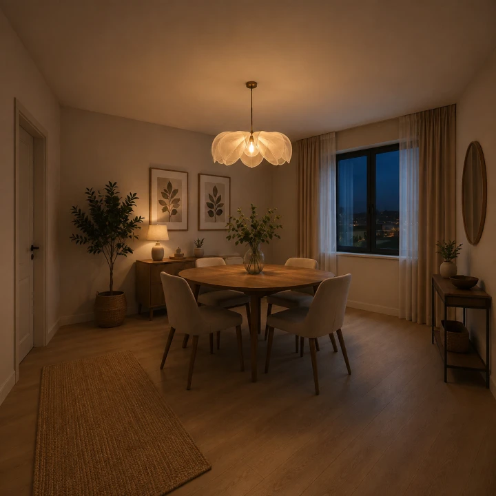 Lampa Wisząca Lniana Flora Linen Grand 60cm Duży Kwiat Boho Japandi