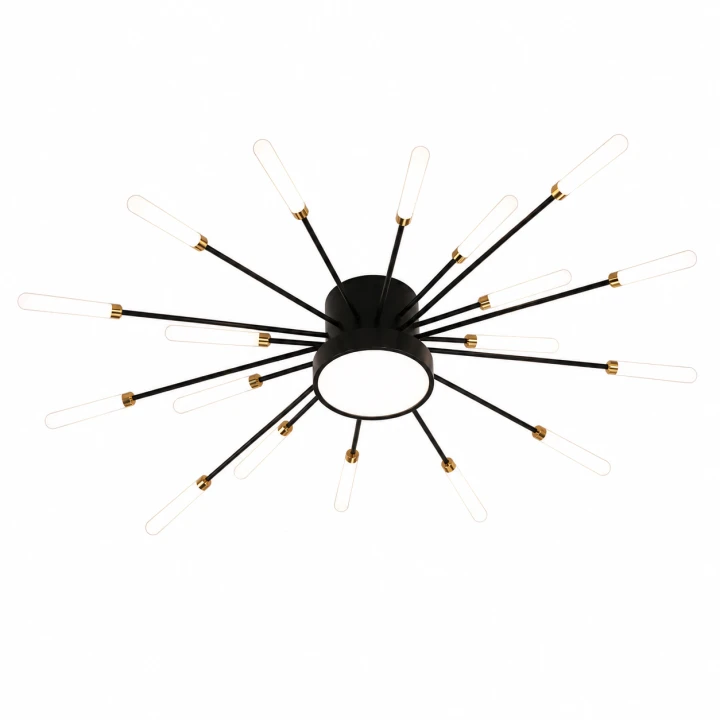Lampa Sufitowa LED Czarno-Złota Starry Night Grand 80cm Modern Żyrandol 18 Ramion Dmuchawiec
