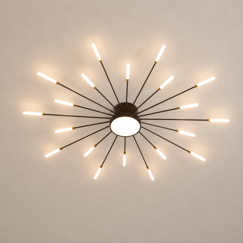 Lampa Sufitowa LED Czarno-Złota Starry Night XXL 105cm Modern Żyrandol 20 Ramion Dmuchawiec