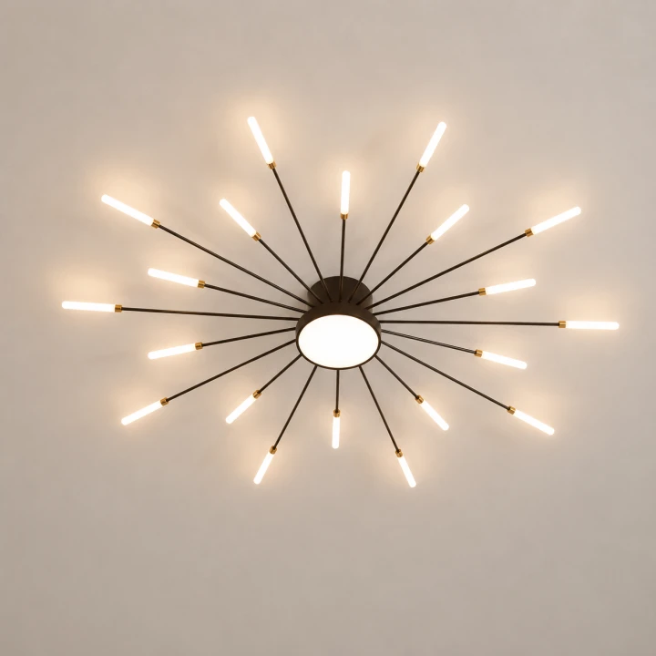 Lampa Sufitowa LED Czarno-Złota Starry Night XXL 105cm Modern Żyrandol 20 Ramion Dmuchawiec