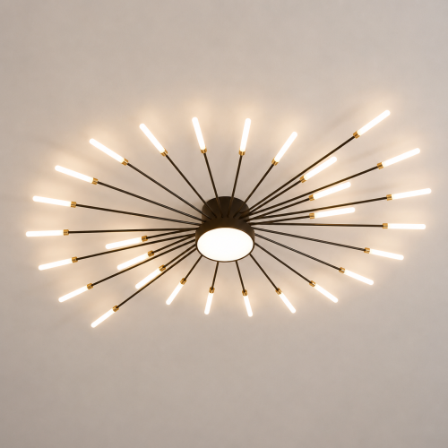 Lampa Sufitowa LED Czarno-Złota Starry Night Ultimate 105cm Luksusowy Żyrandol 28 Ramion Dmuchawiec