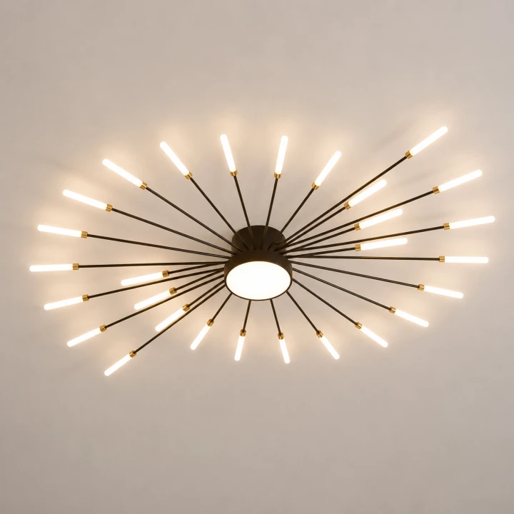 Lampa Sufitowa LED Czarno-Złota Starry Night Ultimate 105cm Luksusowy Żyrandol 28 Ramion Dmuchawiec